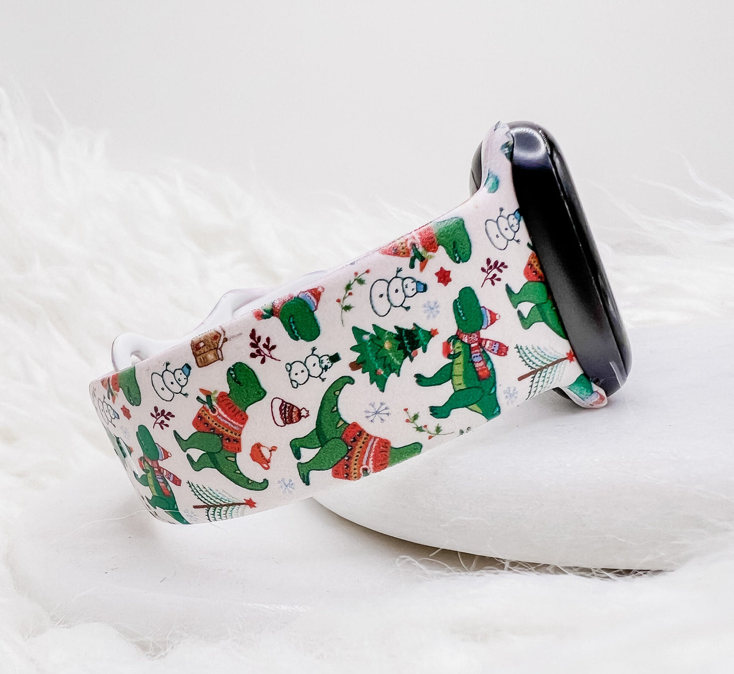 Christmas Dinosaurs Silicone Watch Band compatible with Apple Watch Fitbit Samsung