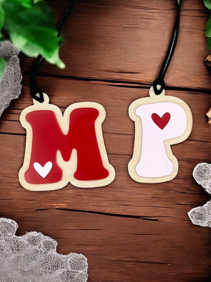 Valentines Initial Bag Tags