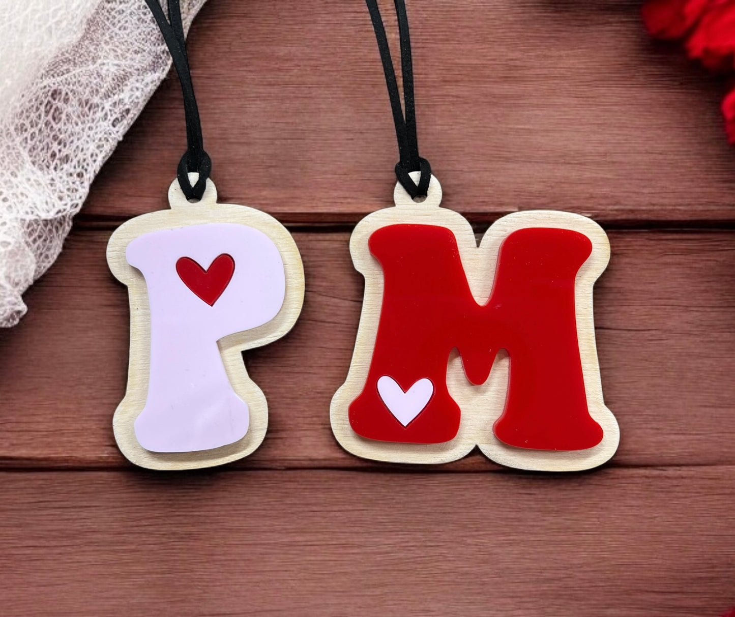 Valentines Initial Bag Tags