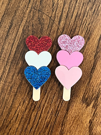Heart Ice Pop Hair clips