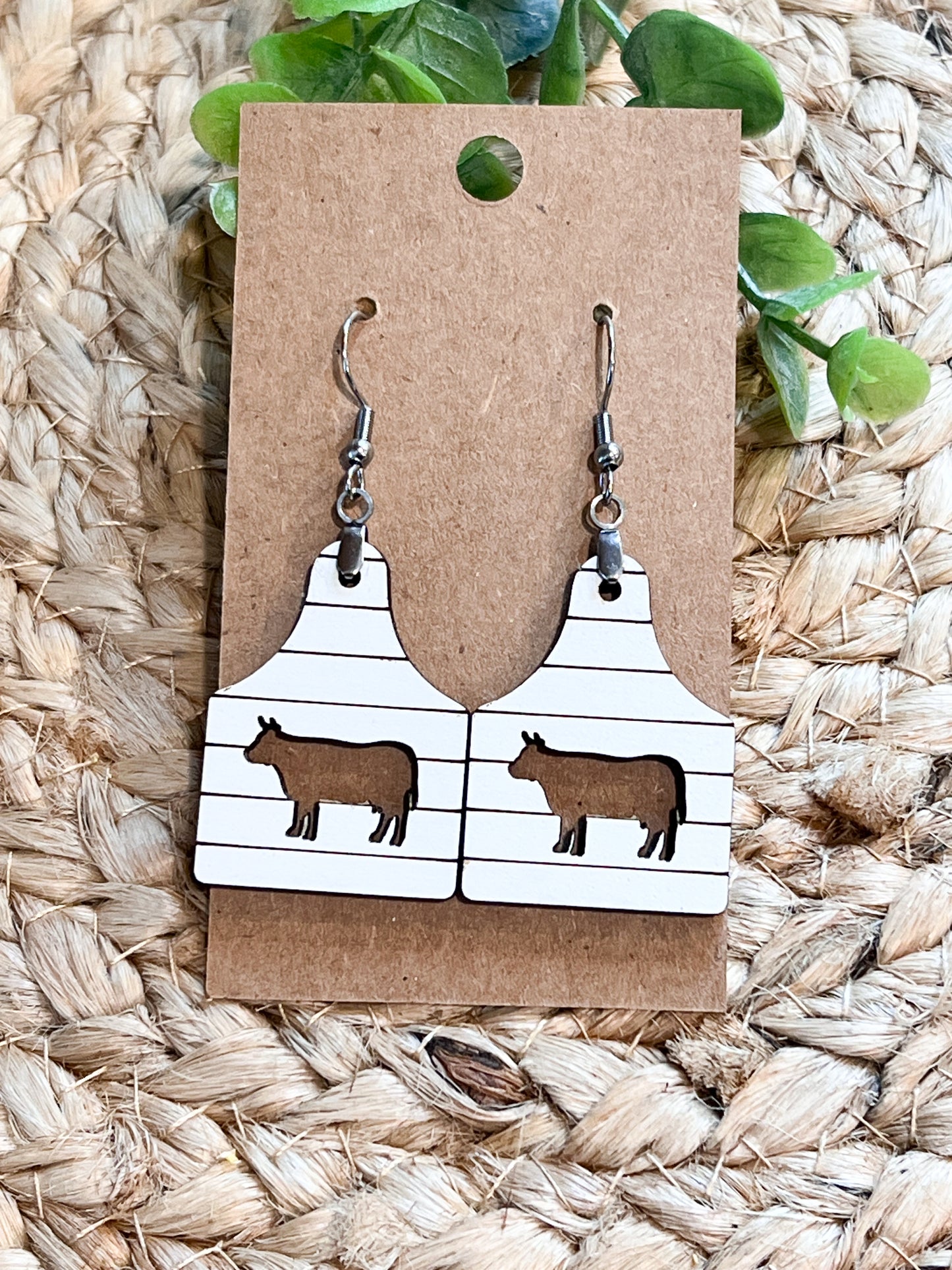 Shiplap Cow Tag Dangles