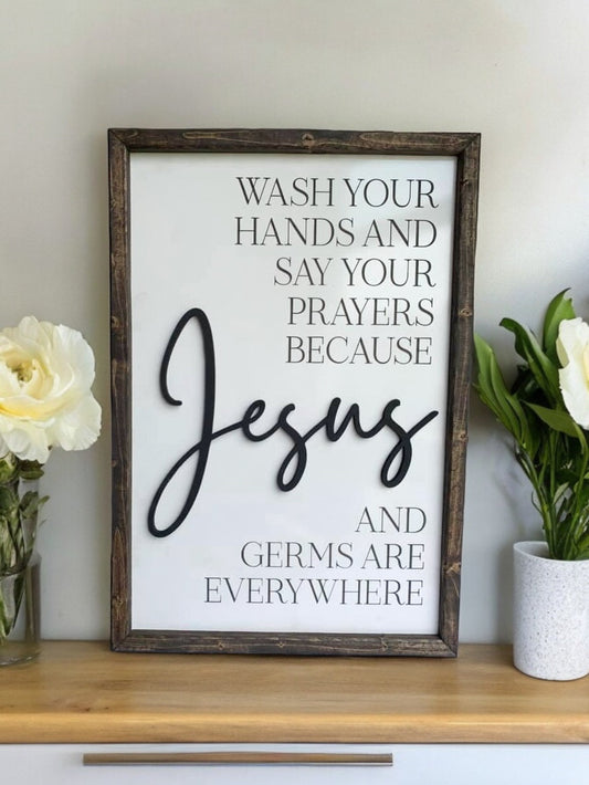 Jesus and Germs Sign custom frame