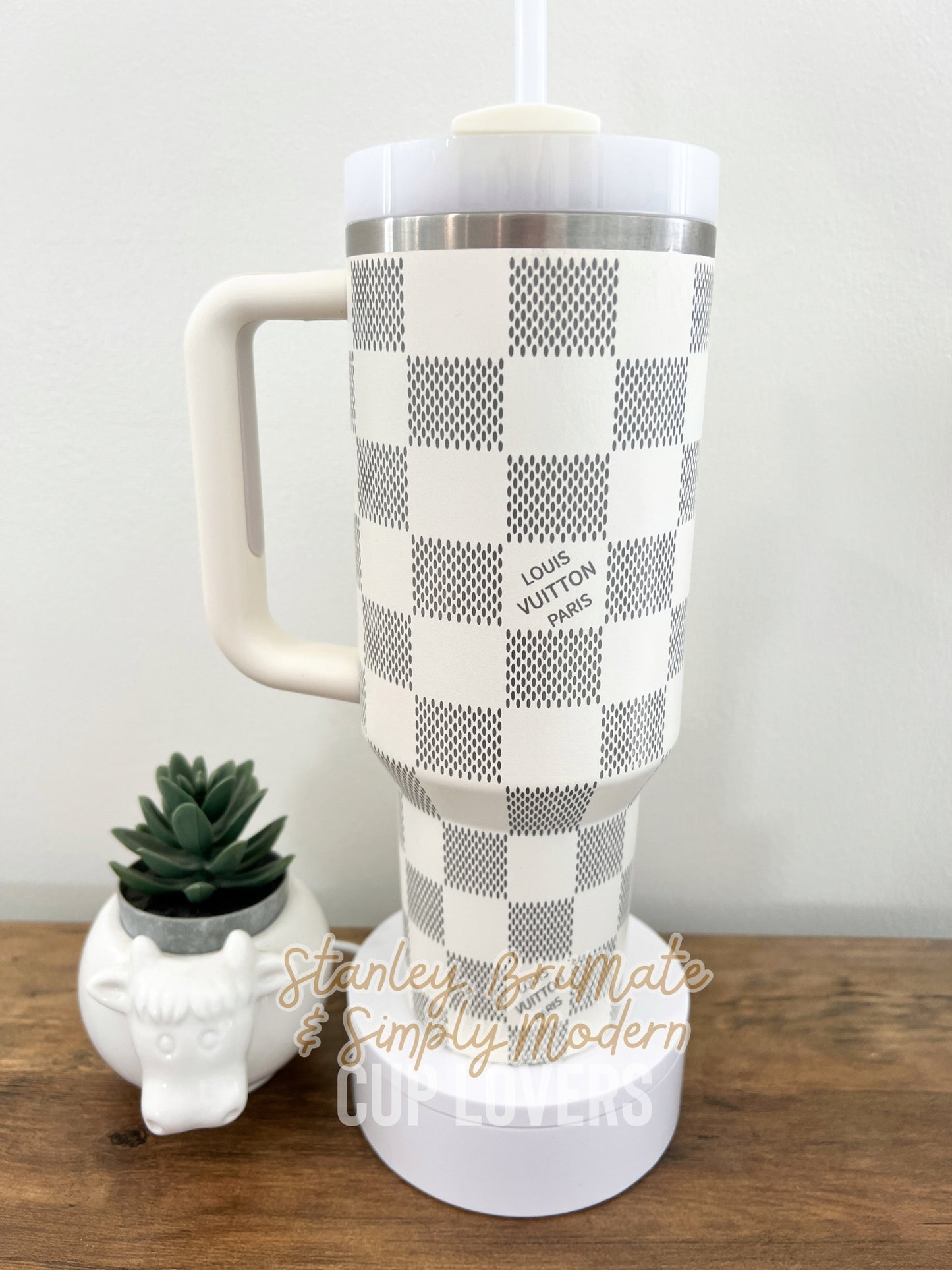 Damier Engraved Cup