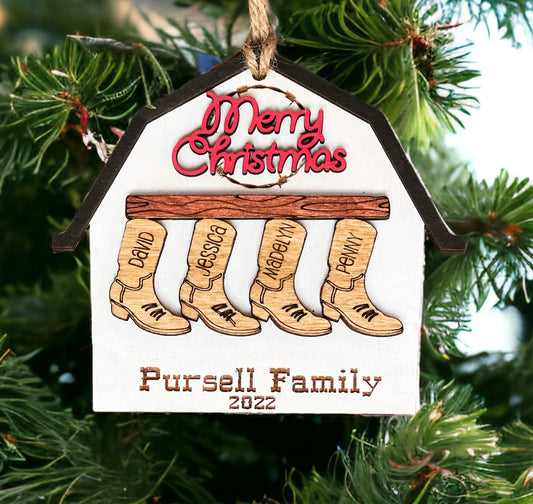 Cowboy Boot Family Ornament