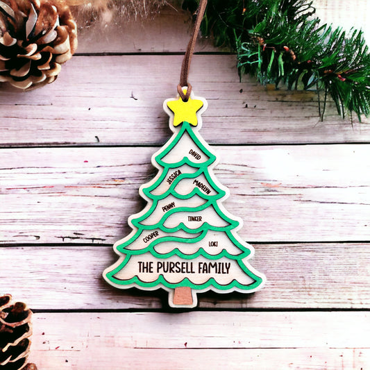Family name Christmas tree ornament