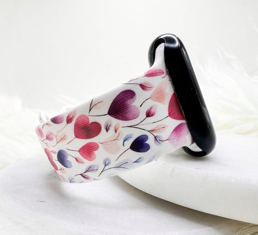 Watercolor Heart Leopard Watch Band compatible with Apple Watch Fitbit Samsung