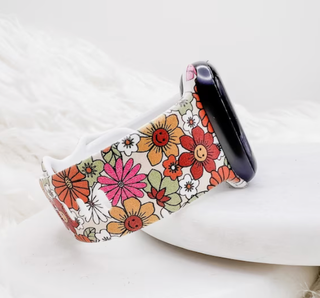 Retro Flower Watch Band compatible with Apple Watch Fitbit Samsung