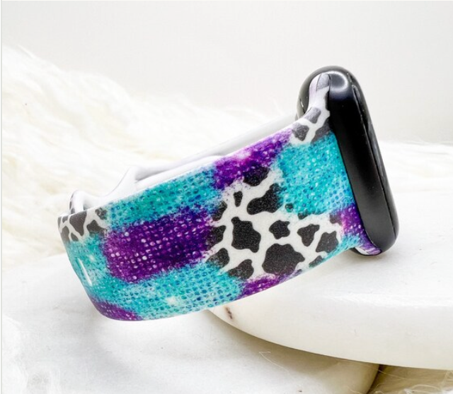 Teal & Purple Leopard Watch Band compatible with Apple Watch Fitbit Samsung