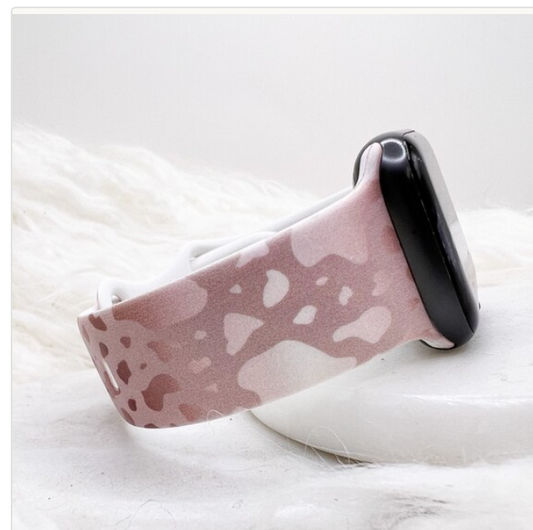 Metallic Cow Print Watch Band compatible with Apple Watch Fitbit Samsung