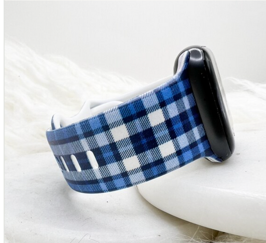 Blue Plaid Watch Band compatible with Apple Watch Fitbit Samsung