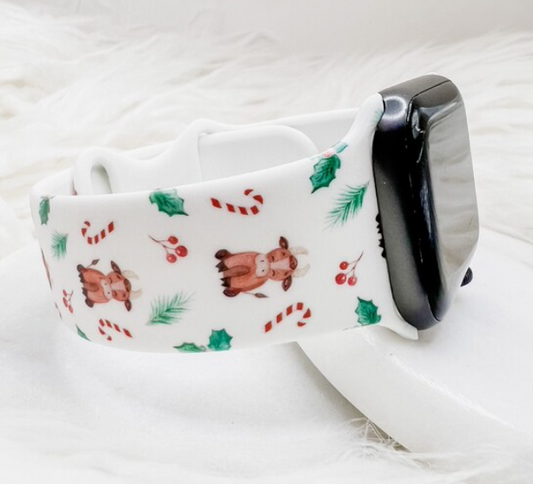 Christmas Cow Watch Band compatible with Apple Watch Fitbit Samsung