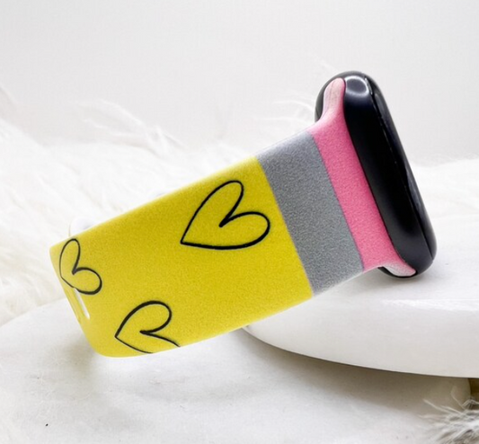 Heart Pencil Teacher Apple Silicone Watch Band compatible with Apple Watch Fitbit Samsung