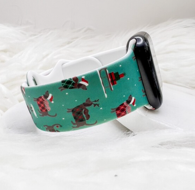 Christmas Dachshund Watch Band compatible with Apple Watch Fitbit Samsung