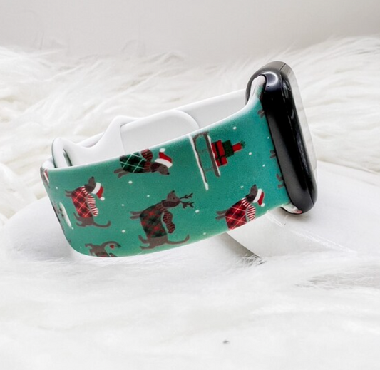Christmas Daschund Watch Band compatible with Apple Watch Fitbit Samsung