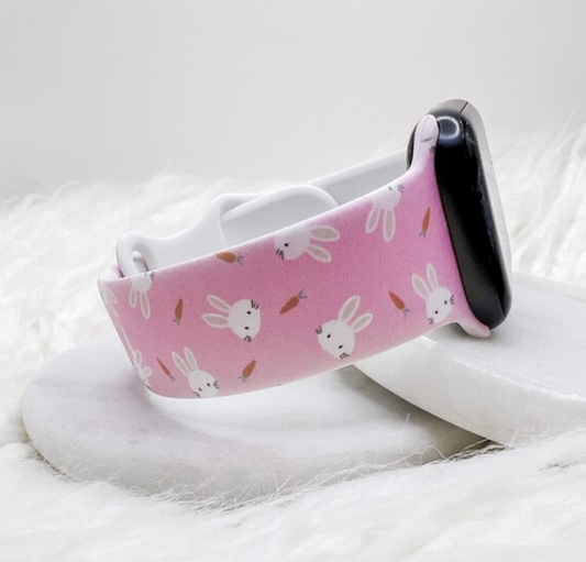 Pink bunny Silicone Watch Band compatible with Apple Watch Fitbit Samsung