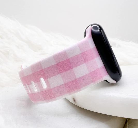 Pink Plaid Watch Band compatible with Apple Watch Fitbit Samsung