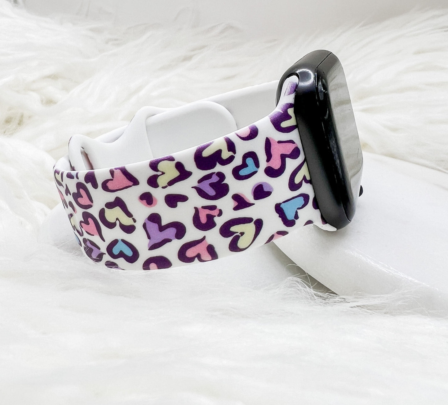 Leopard Pastel Heart Watch Band compatible with Apple Watch Fitbit Samsung