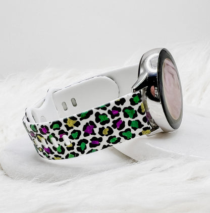 Mardi Gras Leopard Watch Band compatible with Apple Watch Fitbit Samsung