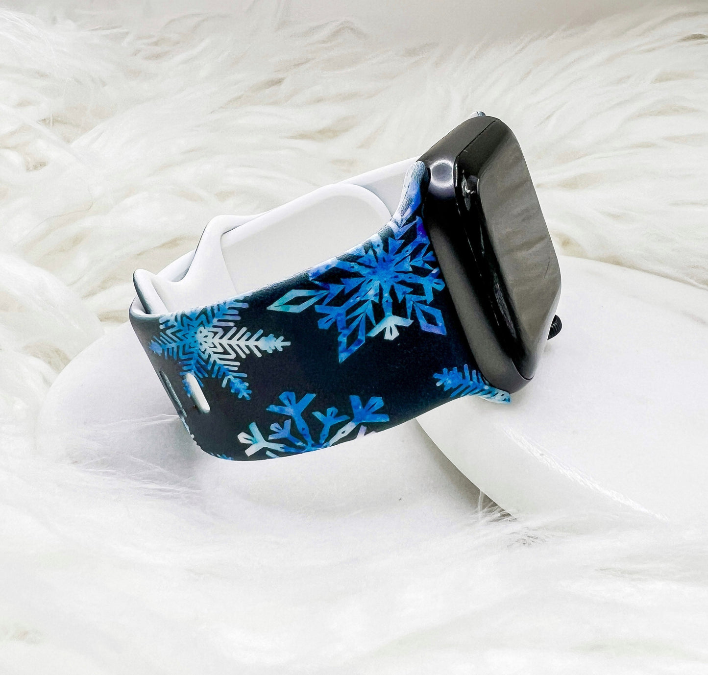 Blue Snowflake Christmas Watch Band compatible with Apple Watch Fitbit Samsung