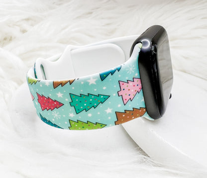 Colorful Christmas Tree Watch Band compatible with Apple Watch Fitbit Samsung