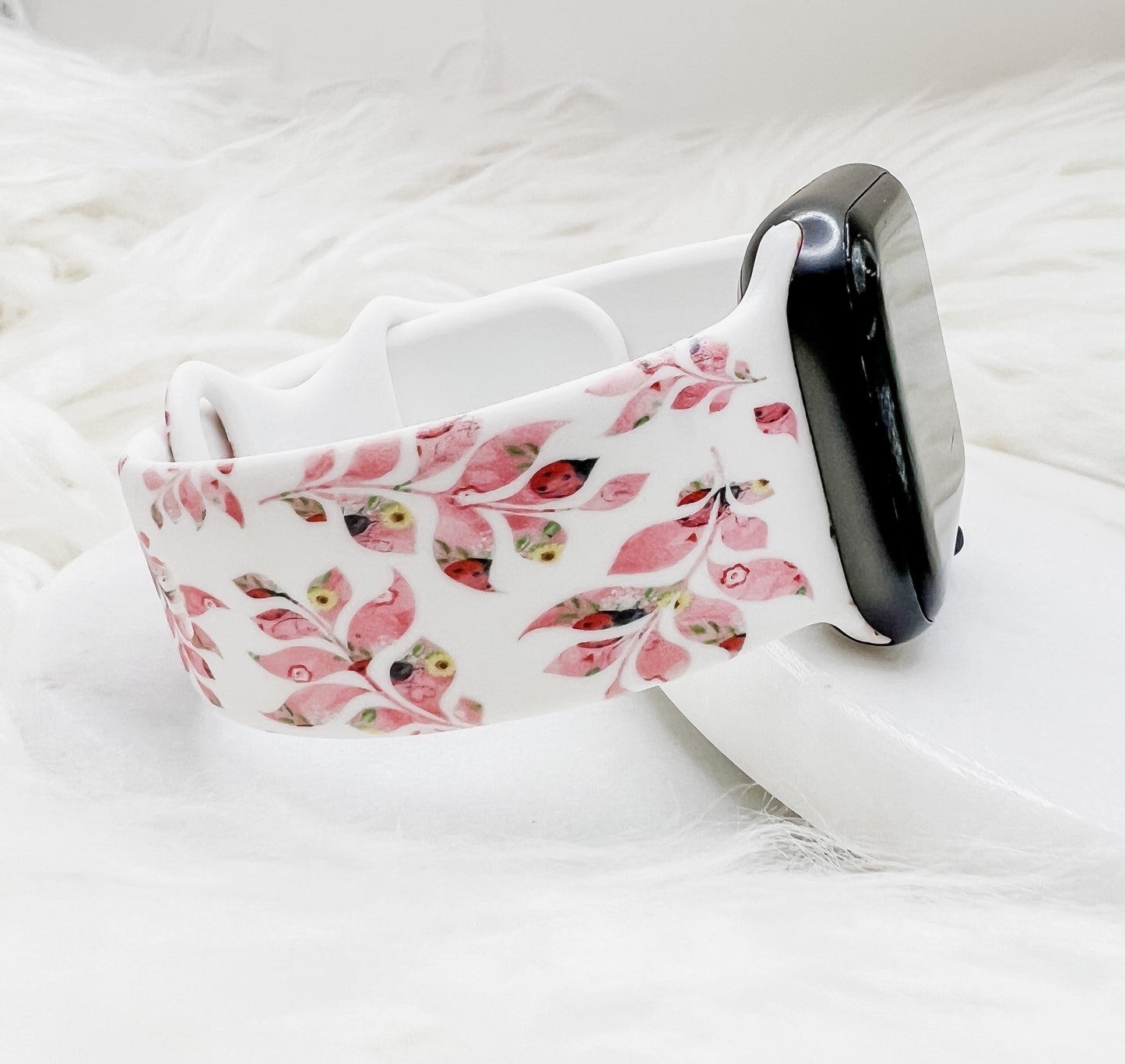 Floral ladybug Watch Band compatible with Apple Watch Fitbit Samsung