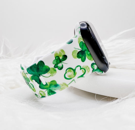 Shamrock Clover Silicone Watch Band compatible with Apple Watch Fitbit Samsung