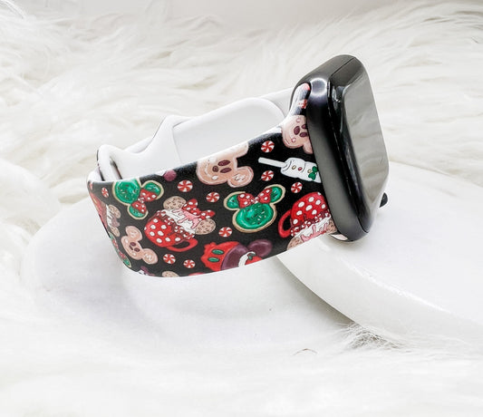 Mouse Snack Christmas Watch Band compatible with Apple Watch Fitbit Samsung