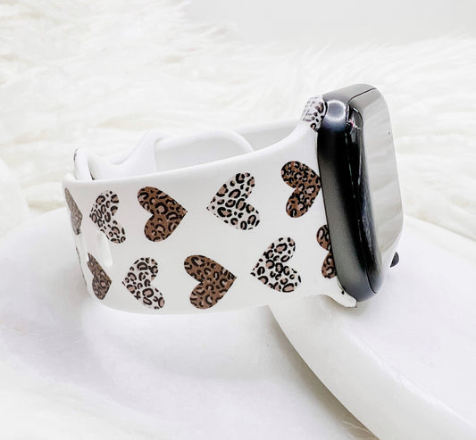 Leopard Heart  Watch Band compatible with Apple Watch Fitbit Samsung