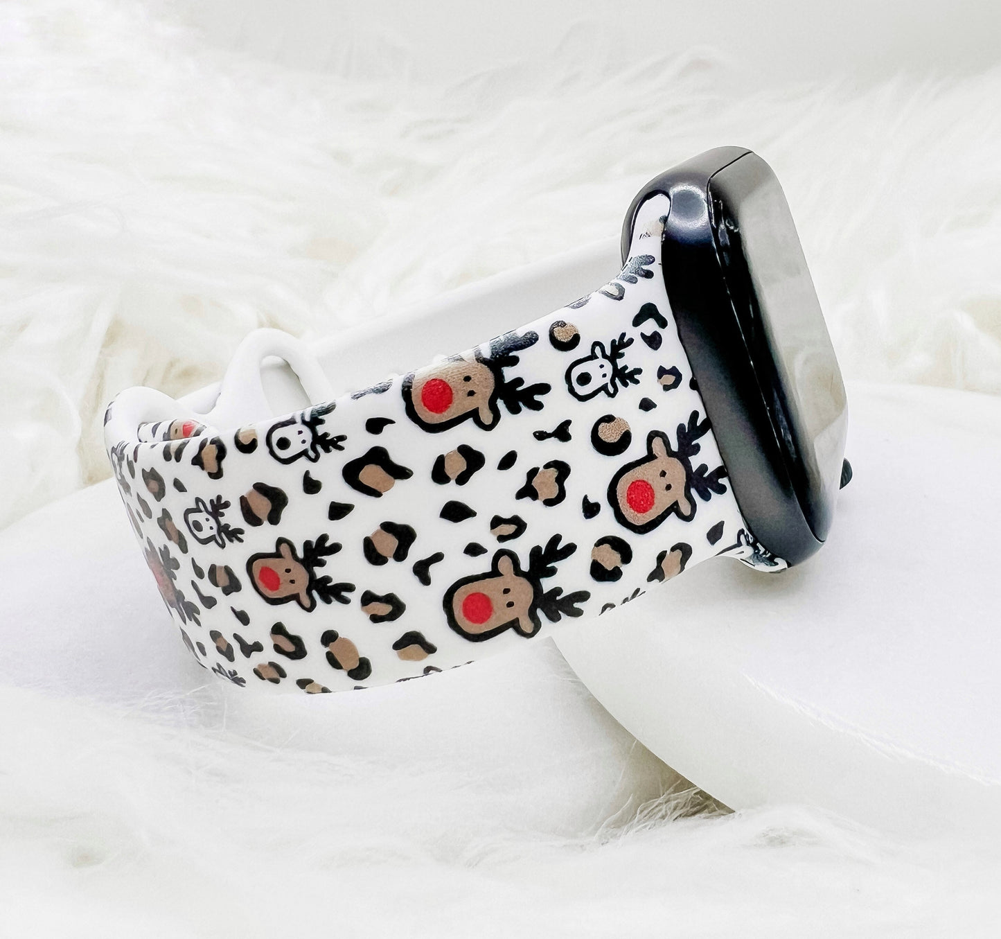 Reindeer Leopard Christmas  Watch Band compatible with Apple Watch Fitbit Samsung