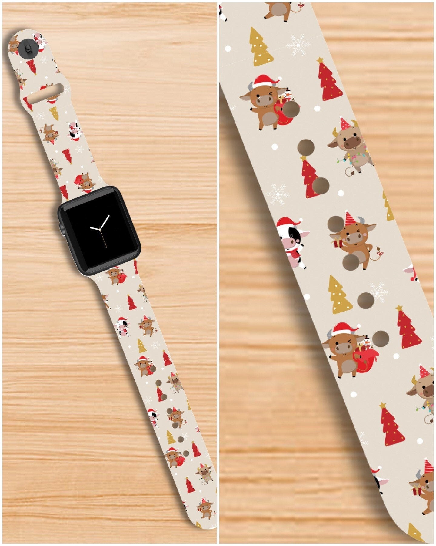 Christmas Cow Watch Band compatible with Apple Watch Fitbit Samsung