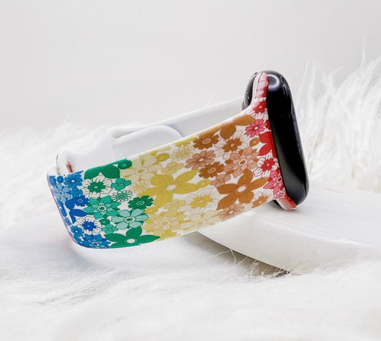 Floral Rainbow Pride Watch Band compatible with Apple Watch Fitbit Samsung