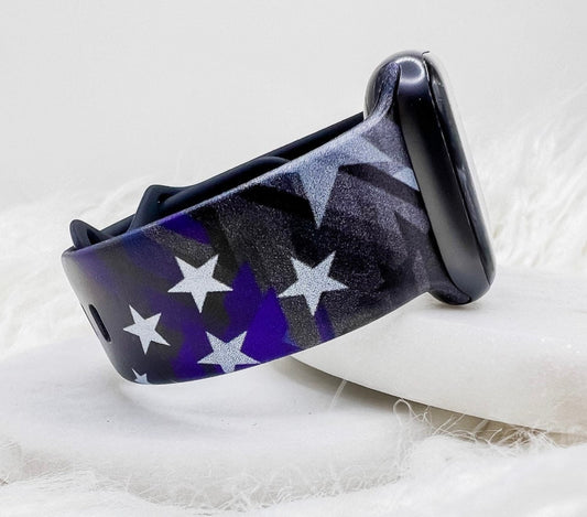 Police American Flag Watch Band compatible with Apple Watch Fitbit Samsung