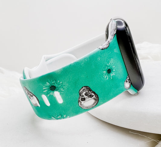 Turquoise skull Watch Band compatible with Apple Watch Fitbit Samsung