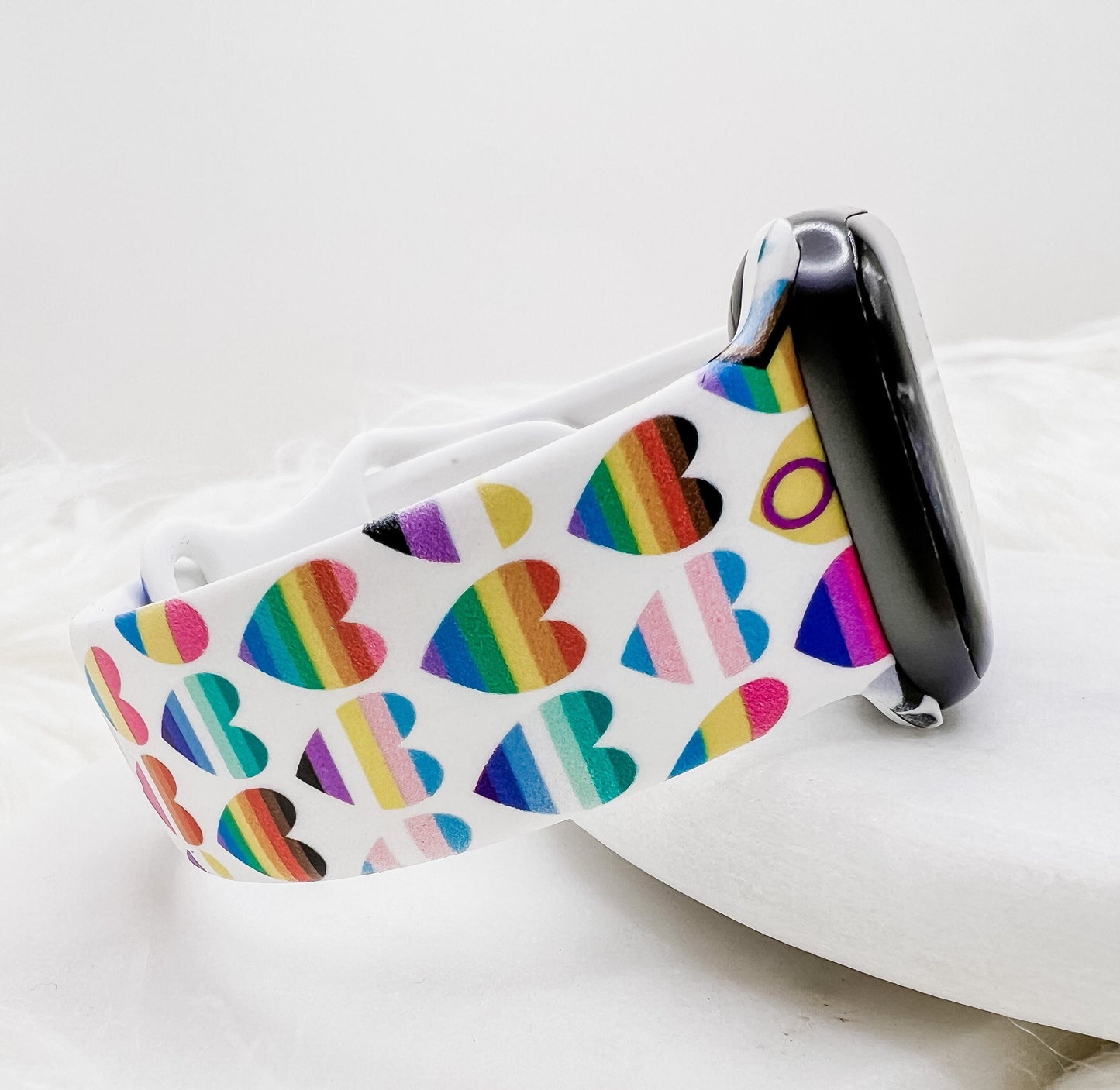 Rainbow Pride Hearts Watch Band compatible with Apple Watch Fitbit Samsung