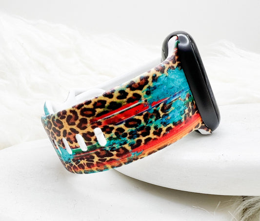 Western leopard Watch Band compatible with Apple Watch Fitbit Samsung