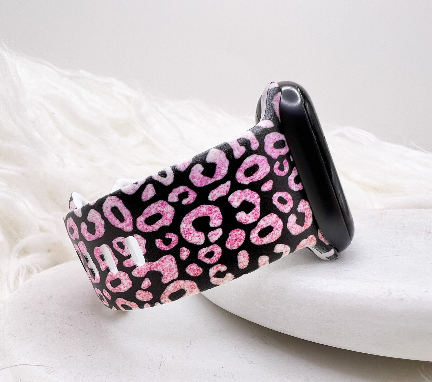 Pink Glitter Leopard Watch Band compatible with Apple Watch Fitbit Samsung