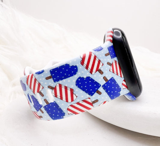 Red White and Blue ice cream Watch Band compatible with Apple Watch Fitbit Samsung