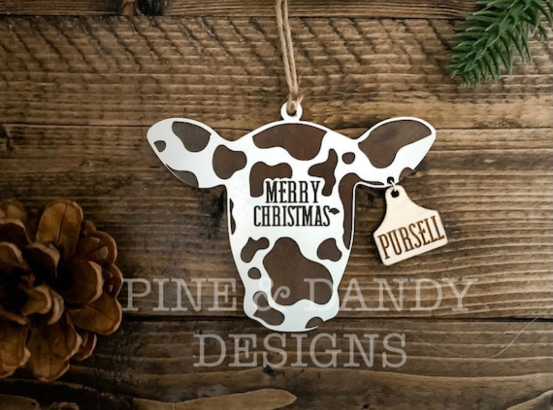 Christmas Cow Tag Ornament
