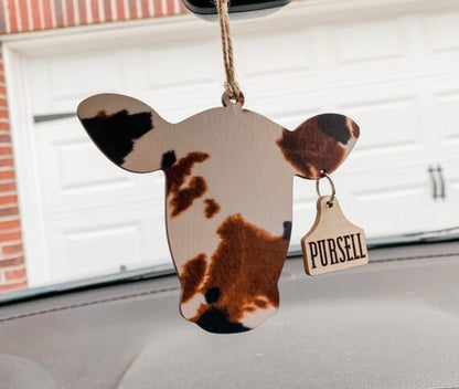 Cow Rear View Mirror Charm Car