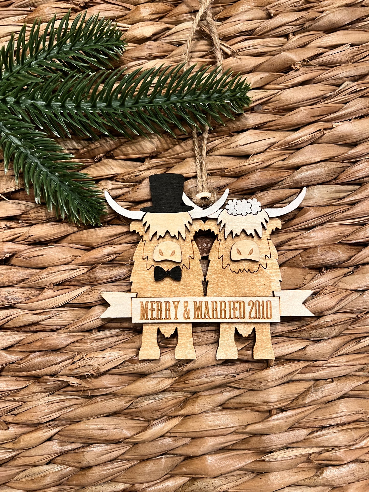 Highland Cow Wedding Ornament