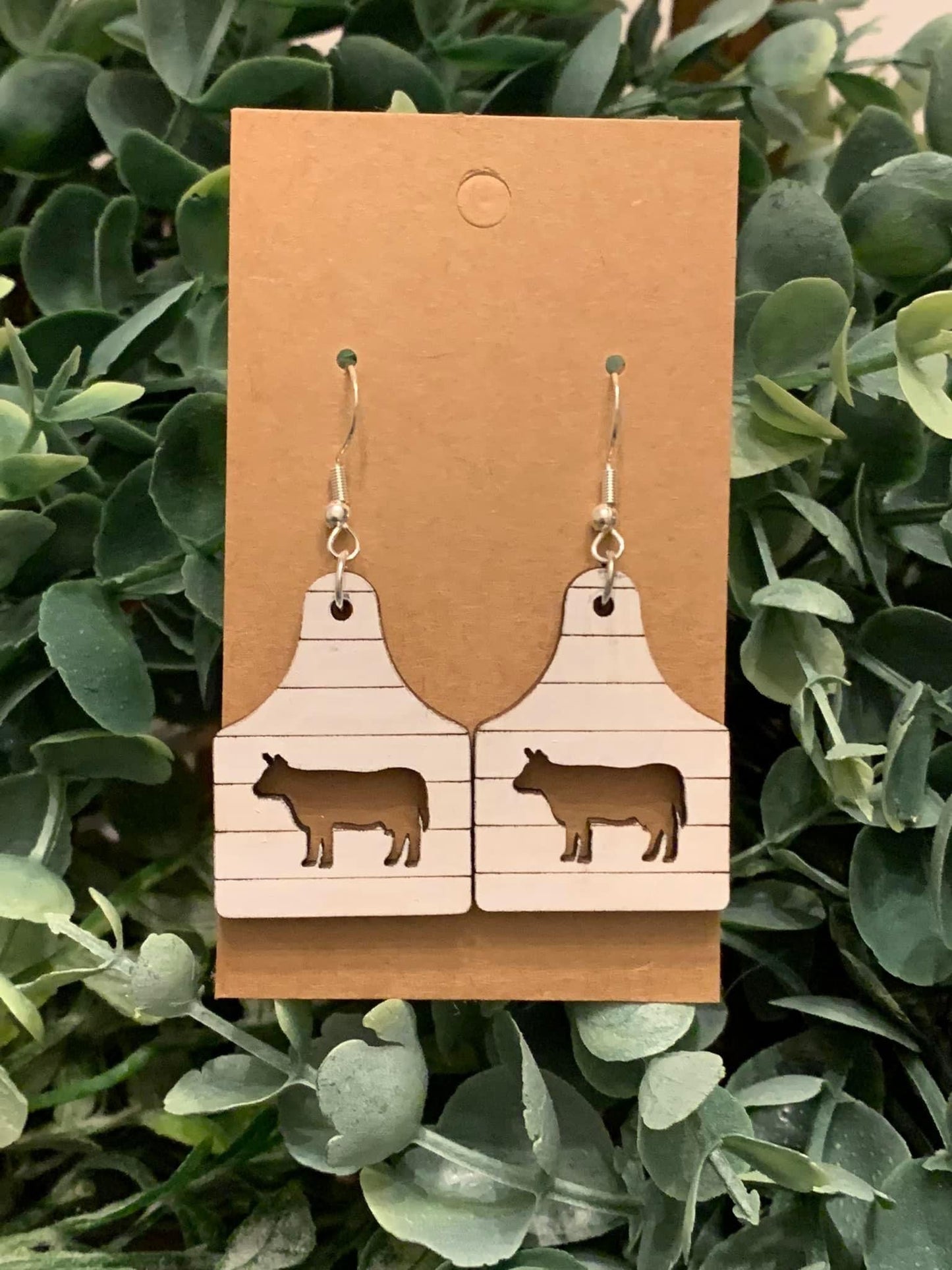 Cow tag shiplap cutout dangles