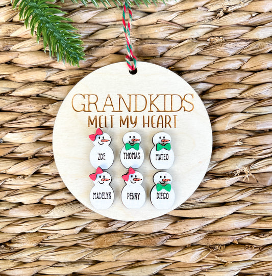 Grandkid Snowman Family Ornament