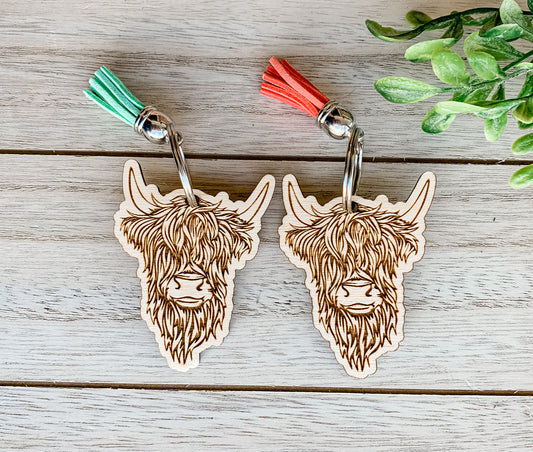 Highland cow keychain